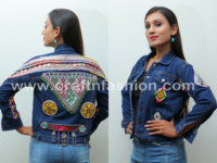 Veste en jean Bohème Gypsy Hip Hop – Grande Taille Respirante avec Broderie Artisanale et Patchwork Tribal Afghane pour l'Hiver