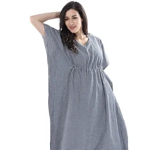 최신 디자인 여름 착용 Kimonos 여성 코튼 카프 탄 편안한 수면 착용 낮은 비용