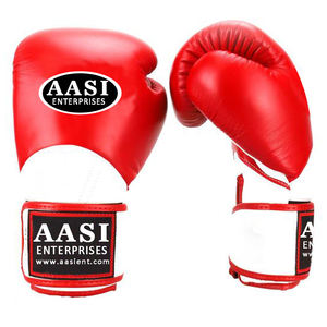 Gants de boxe en cuir rouge et noir, gants du Pakistan - Product Image 2