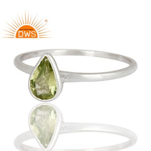 Solid 9k White Gold Engagement Ring Designer Gold Jewelry Wholesale Natural Glossy Peridot Gemstone Ring - Product Image 2