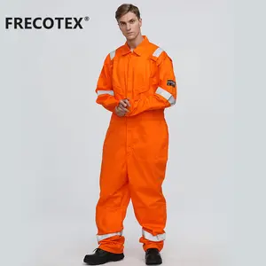 Tuta da lavoro personalizzata FRECOTEX arancione ignifuga di sicurezza ad alta visibilità che lavora per i lavoratori edili