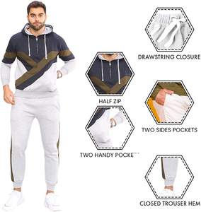 Survêtement 2 pièces pour hommes avec sweat-shirt à capuche et Jogging, vêtement de couleur unie, logo personnalisé, collection automne hiver, 2020 - Product Image 3