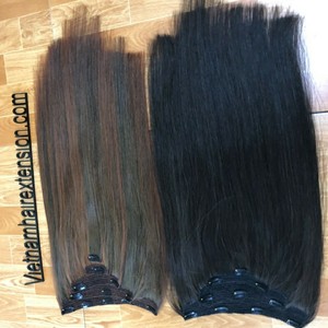 Extensions de cheveux à clipser - Cheveux humains bruts - Cheveux vierges Remy - Très épais - Lisses et soyeux - 110g par clip - Origine Vietnam - Product Image 1