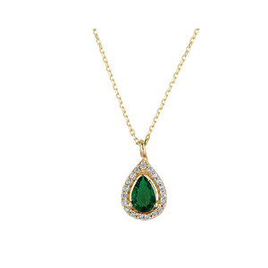 <b>14K</b> Solid <b>Gold</b> Ottoman Water Drop Charm Necklace - Product Image 1