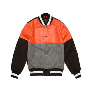 KVJ105 Men's Custom College Baseball Varsity Jacket High School Fashion Winter Wool Leather Collarless Eco-Friendly Embroidery - Product Image 1