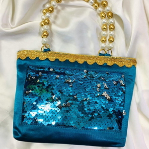 Handmade Designer <b>Evening</b> <b>Bag</b> for Ladies Exclusive Ethnic Satin Clutch Purse Wedding Bridal Silk Material for Parties - Product Image 1