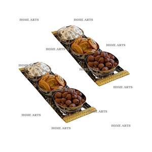 Juego de 2 cuencos de forma redonda de acero inoxidable de la mejor calidad, cuencos para servir frutas secas de Color plateado con bandeja - Product Image 1