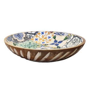 Tazón de madera para servir comida recubierto de esmalte tradicional de tamaño personalizable Centros de mesa de comedor sostenibles Tazón de madera Regalos - Product Image 1