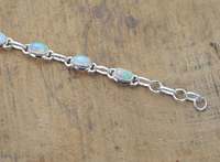 Bracelet manchette religieux en opale d'Éthiopie naturelle, argent sterling 925 plaqué or, neuf pierres ovales, réglable, unisexe, pour mariage