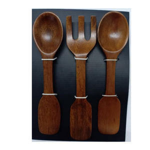 Accesorios de cocina de diseñador Cuchara de madera natural Cuchara de sopa de madera para mezclar y servir sopa Cuchara Juego de cubiertos de madera - Product Image 5