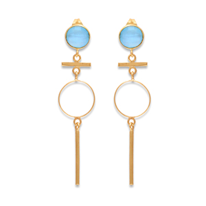 Calcedonia Aqua de piedras preciosas de plata esterlina 925 Chapado en plata joyería pendiente - Product Image 6
