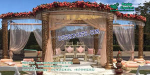Mandap de bollwood para boda, aspecto elegante de boda de Alemania, Mandap dorado, estilo Jodha Akbar, decoración - Product Image 4