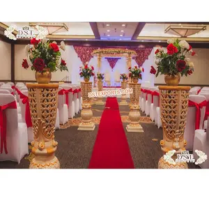 Hermosa boda pilares y pasillo decoración boda hindú pasarela decoración columnas/pilares India matrimonio decoración pasillo Pilar