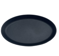 Piring Panggang Oval Besi Cor untuk Steak dengan Alas Kayu