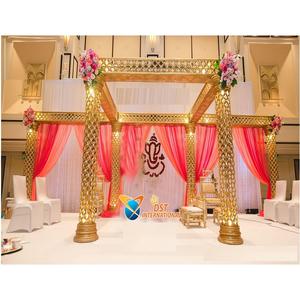 Golden Jali Style Wedding Crystal Mandap Astonishing Indian Wedding Crystal Wedding Mandap Indian Style Crystal Mandap Set - Product Image 1