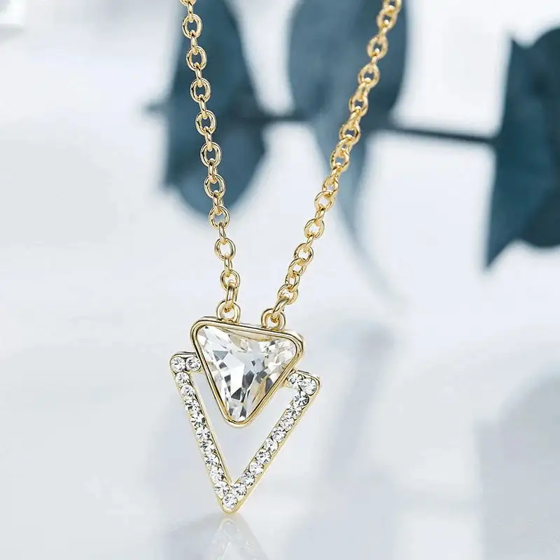 Collana con ciondolo a forma di triangolo geometrico in argento Sterling 925 con gioielli placcati in oro 18 carati unici e personalizzati