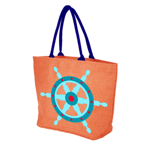 Custom Printed Jute <b>Tote</b> <b>Bags</b> with Deep Blue Padded Handle Manufactured in West Bengal India - Product Image 1