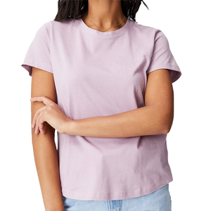 เสื้อยืดเปล่าพิมพ์โลโก้ตามสั่ง OEM 180gsm ผ้าฝ้าย 100% ขายส่งเสื้อยืดผู้หญิงแบบเรียบ - Product Image 6