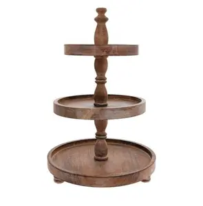3 Tier Round Acacia Wood Tier Cake Stand Manufacturer and Exporter Custom Made Multi Tier Cake Stand