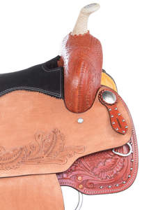 Ensemble de selle anglaise de course de baril en cuir de qualité supérieure Taille du siège Western Horse 14 "-18" Plusieurs couleurs et tailles disponibles - Product Image 6