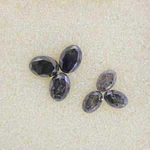 Pierre naturelle 100% en forme ovale épaissie, diamant, couleur noire, sel et poivre, diamant rustique - Product Image 4