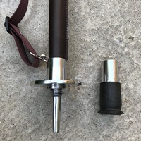Bâton de marche pliable en aluminium de qualité avec siège et éclairage pour la pêche et la chasse, noir