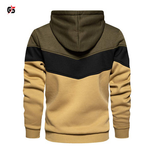 Pull à capuche avec Logo personnalisé pour homme, 100% coton, manches longues, Patchwork multicolore, décontracté, OEM, vêtements d'extérieur, vente en gros - Product Image 4