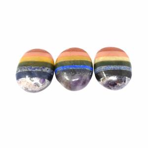 7 pierres de palmier collées Chakra Agate Gemstone Produit de guérison Feng Shui sculpté avec gravure de style amour - Product Image 1