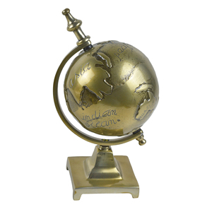 Globe terrestre en métal d'usine, finition dorée antique, design décoratif de table, modèle d'intérieur, sphère de forme globe - Product Image 5