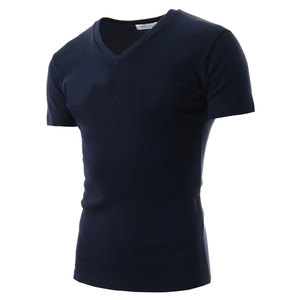 Camiseta básica con cuello en V para hombre, Camiseta de algodón suave y ligera, camiseta blanca de algodón con cuello en V transpirable con servicios OEM - Product Image 6