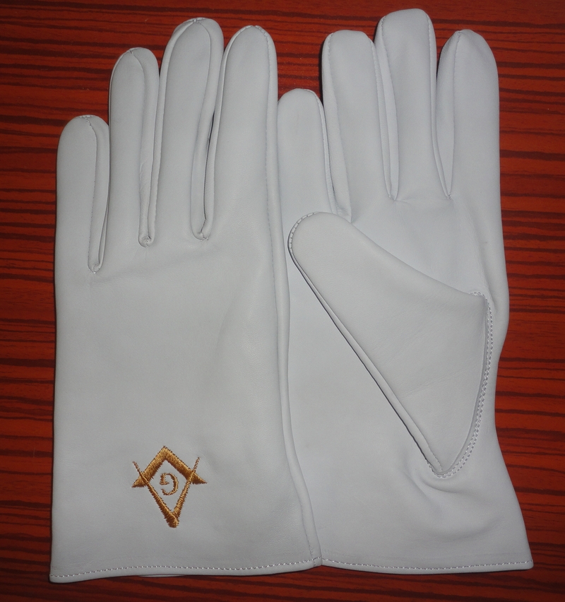 Высококачественные кожаные масонские перчатки, Золотой квадратный Компас с G