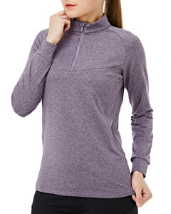 Womens Long Sleeve Sportswear Zip Pullover Tops Yoga Running Sports T-Shirts High Quality <b>Material</b> with Custom Printing Service - Product Image 1