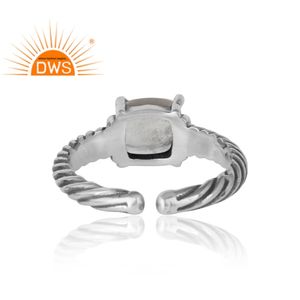 Prong Set Crystal Quartz Ring Handmade Vintage Style Sterling Silver Adjustable Band Ring Jewelry Manufacturer - Product Image 4