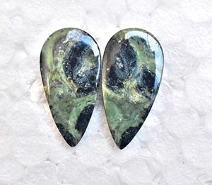 Par de Cabujones de Galaxia Estelar Natural, Gema Verde de Alta Calidad, Hechos a Mano, para Joyería - Product Image 2