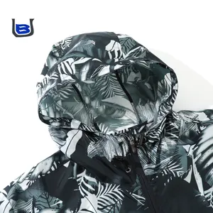 U y B personalizado buen precio Oem estampado Floral tamaño Regular para hombre cortavientos hombres chaqueta estampada con capucha