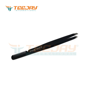 Pince à épiler professionnelle pour les yeux, embout incliné, professionnel, poudre noire, embout artisanal fin, meilleur pour traitement des sourcils, vente en gros, 1 pièce - Product Image 3