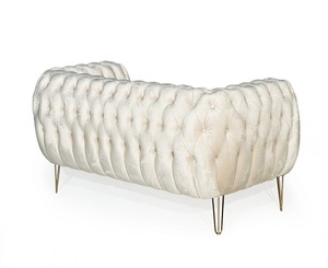 ชุดโซฟาสุดหรูกลิ่นวนิลาเก้าอี้โซฟาสไตล์เชสเตอร์ฟิลด์เฟอร์นิเจอร์ห้องนั่งเล่นหรูหราทันสมัย - Product Image 3