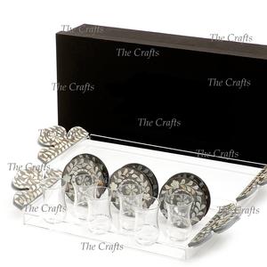 Juego de bandeja y posavasos de acrílico de diseño fabuloso con fregona, bandeja para servir café y té de la mejor calidad - Product Image 6