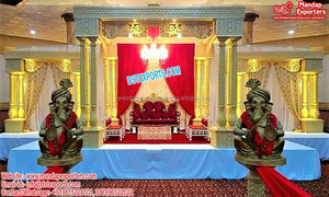 Impresionante Mandap de Boda Dorado Tallado en Fibra, Mandap de Boda Dorado Tallado, Elegancia Francesa, Mandap de Boda Hindú Dorado Tallado, Reino Unido - Product Image 4
