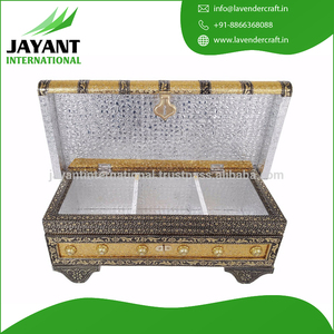 Coffre au trésor Bahubali, finition en cuir artificiel, en bois fait à la main (13 "x 5.5" x 4 "INCH) doré au meilleur prix - Product Image 5
