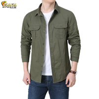 Chemise décontractée en coton à manches longues pour hommes, chemise tactique à manches longues pour la randonnée, la chasse, chemise habillée tactique