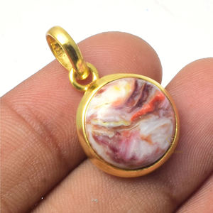 Colgante de Plata de Ley 925 con piedra preciosa de ostra Rosa natural y circonita cúbica Forma ovalada chapada en oro de 18 quilates para boda - Product Image 1