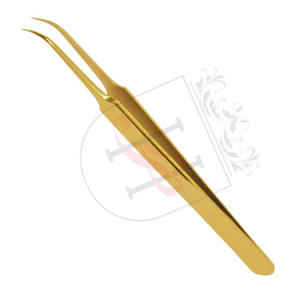 Aiguille pour Extension de cils en acier inoxydable, pince à épiler, courbe, pour Volume du nez, en or, privée, 1 pièce - Product Image 2