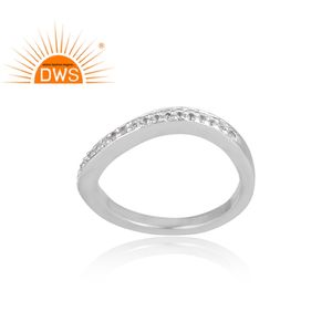 ขาวบุษราคัมพลอยชุดหมั้น Eternity วงแหวนผู้ผลิตเครื่องประดับโรเดียมสีขาว925เครื่องประดับเงินผู้ค้าส่ง - Product Image 2