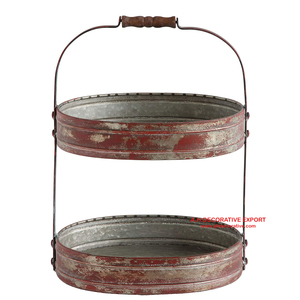 Bandeja galvanizada de metal de 3 niveles hecha a mano con diseños de parque personalizables de acabado antiguo para almacenamiento de alimentos de granja - Product Image 6