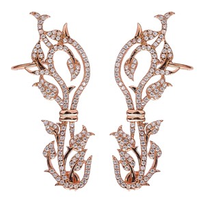 Flower Design CZ <b>Ear</b> <b>cuff</b> Turkish Wholesale Handcrafted 925 Sterling Silver Jewelry - Product Image 1