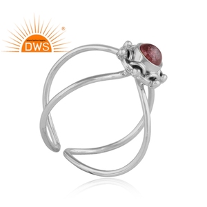 Último diseño plata esterlina oxidada turmalina Rosa Natural piedras preciosas Cruz diseño anillo joyería fabricante - Product Image 3