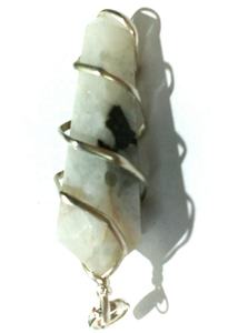 High quality crystal Pendant rainbow <b>moonstone</b> double point Pendant Healing Stone Wrapped Pencil Crystal <b>Necklace</b> Wholesaler - Product Image 4