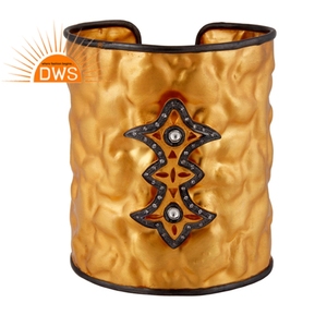 กำไลข้อมือชุบทองเงินสเตอร์ลิง925พร้อมอัญมณีควอตซ์ธรรมชาติเครื่องประดับของขวัญชาติพันธุ์ของผู้หญิง - Product Image 1