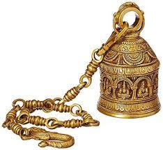 Campana de latón macizo de diseño antiguo, accesorio con mango de Krishna para temple home, superventas, precio al por mayor - Product Image 4
